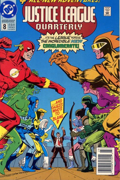 Justice League Quarterly Double Trouble / It's...It's...A Ballroom Blitz! / Yesterday's News / The REAL Return of the Global Guardians |  Issue#8B | Year:1992 | Series: JLA | Pub: DC Comics | Newsstand Edition