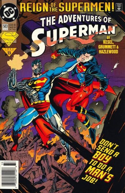 The Adventures of Superman Reign of the Supermen - Line of Fire |  Issue#503B | Year:1993 | Series: Superman | Pub: DC Comics | Newsstand Edition
