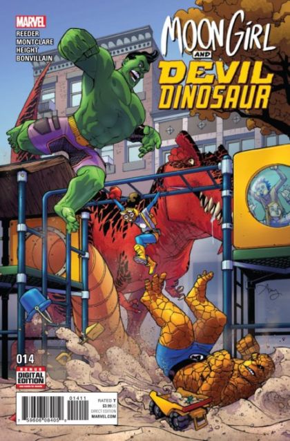 Moon Girl and Devil Dinosaur, Vol. 1 The Smartest There Is!, Part 2: Yancy Street Smarts |  Issue#14A | Year:2016 | Series: Devil Dinosaur | Pub: Marvel Comics | Regular Amy Reeder Cover