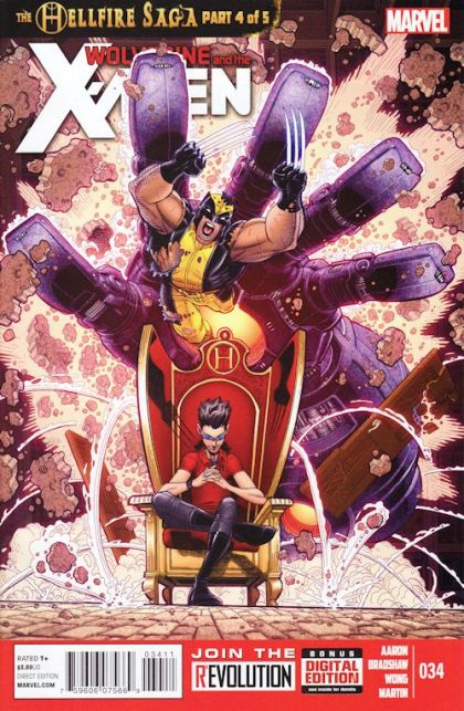 Wolverine & the X-Men, Vol. 1 The Hellfire Saga, Part Four |  Issue#34 | Year:2013 | Series: X-Men | Pub: Marvel Comics | Nick Bradshaw Regular Cover