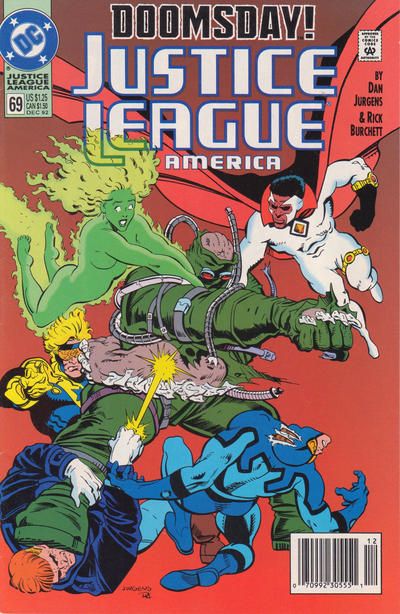 Justice League / International / America Doomsday! - Down for the Count |  Issue#69B | Year:1992 | Series: Justice League | Pub: DC Comics | Newsstand Edition