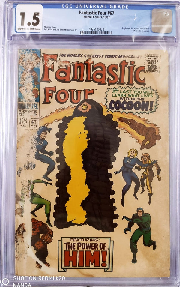 FANTASTIC FOUR #67 CGC 1.5 (GRADED SLABS) ORIGIN & 1ST APPERANCE OF HIM (WARLOCK) IN CAMEO