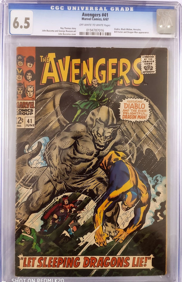 AVENGERS #41 CGC 6.5 (GRADED SLABS) DIABLO, BLACK WIDOW, HERCULES, BILL FOSTER & DRAGON MAN APPEARANCE