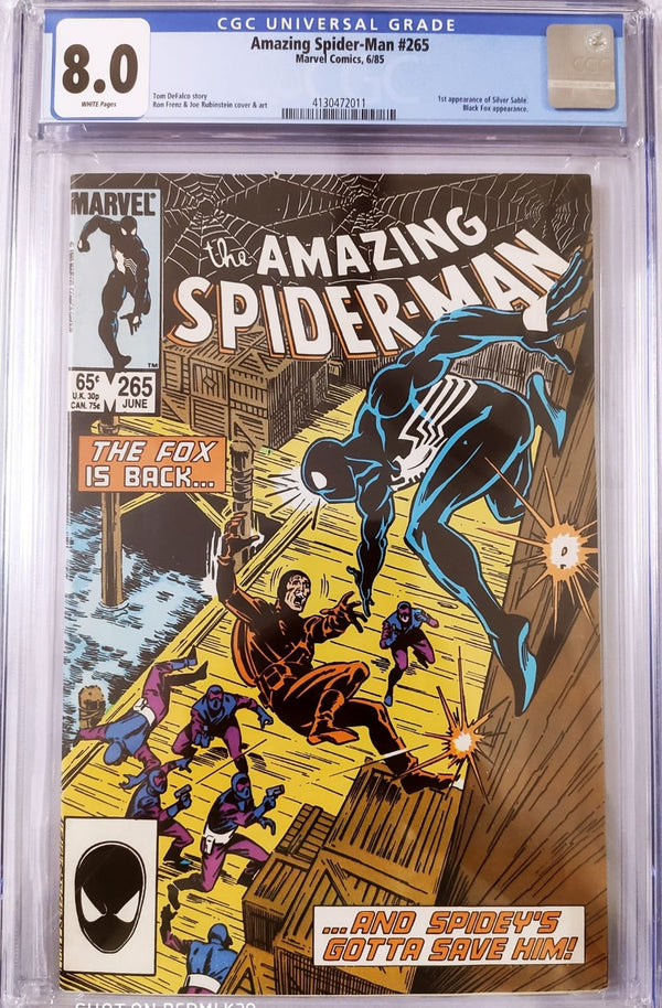 AMAZING SPIDER-MAN #265 CGC 8.0 (GRADED SLABS) 1ST APPEARANCE SILVER SABLE | BLACK FOX APPEARANCE