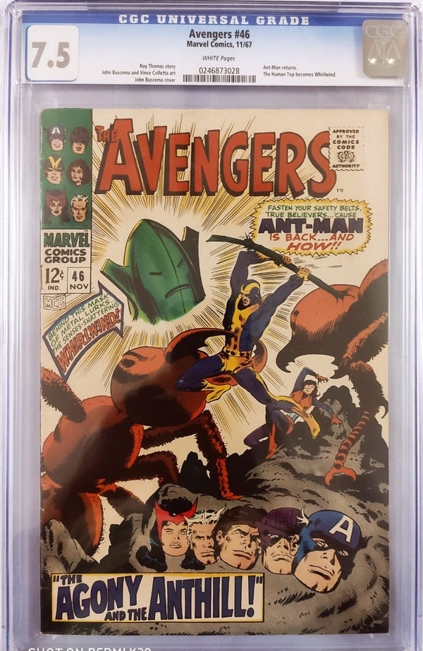 AVENGERS #46 CGC 7.5 (GRADED SLABS) ANT MAN RETURNS | HUMAN TOP BECOMES WHIRLWIND