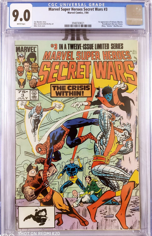 MARVEL SUPER HEROES SECRET WARS #3 CGC 9.0 (GRADED SLABS) 1ST APPEARANCE OF VOLCANA AND NEW TITANIA