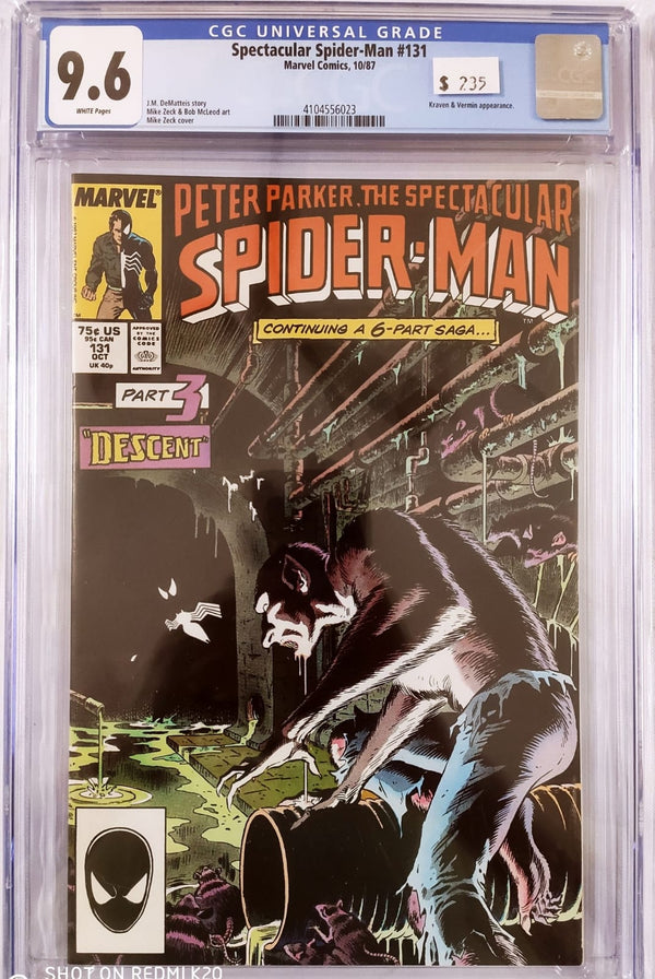 SPECTACULAR SPIDER-MAN #131 CGC 9.6 (GRADED SLABS) APPEARANCE OF KRAVEN & VERMIN