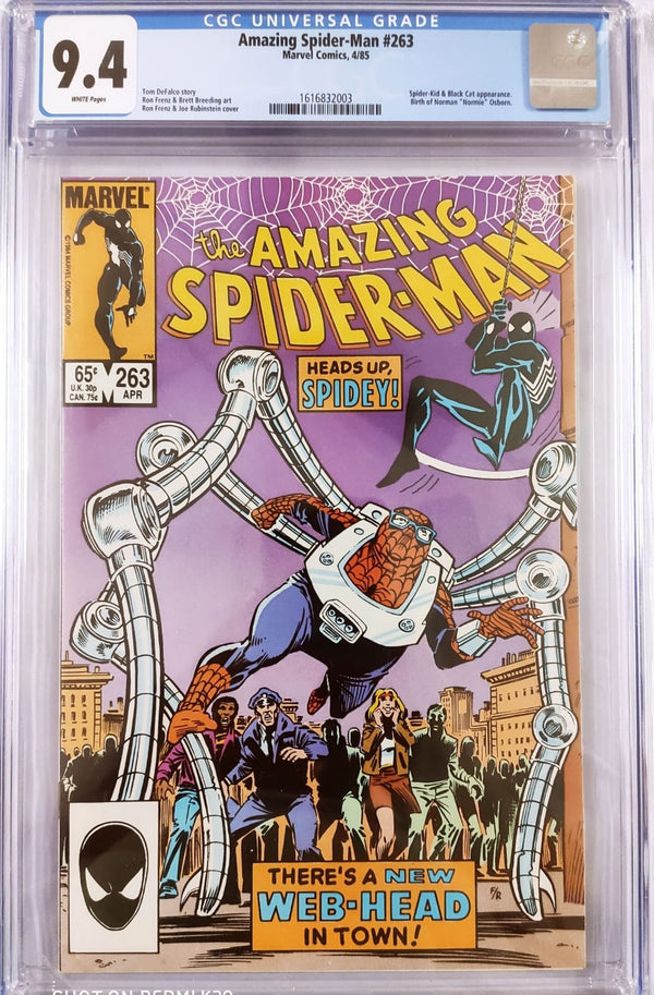 AMAZING SPIDER-MAN #263 CGC 9.4 (GRADED SLABS) BIRTH OF NORMAN | SPIDER KID & BLACK CAT APPEARANCE