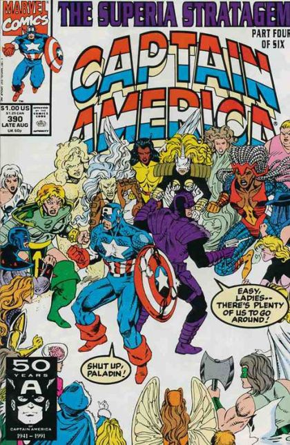 Captain America, Vol. 1 The Superia Stratagem, Part 4: When Women Wage War!; Sneak Attack |  Issue#390A | Year:1991 | Series: Captain America | Pub: Marvel Comics | Direct Edition