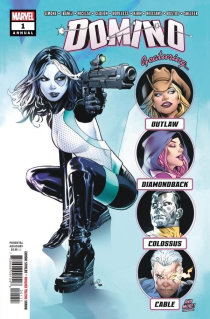 Domino, Vol. 3 Annual Dead Drunk In Dry Gulch / The Good Fight / Rebound / Domino & The Rejex / Saturdays Are For The Body Count |  Issue#1A | Year:2018 | Series:  | Pub: Marvel Comics | Regular Greg Land Cover