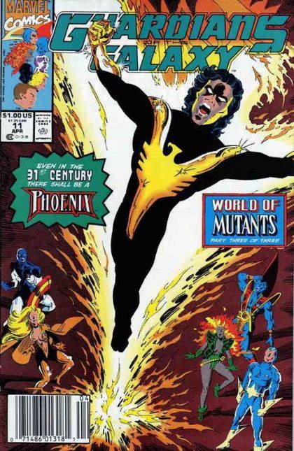 Guardians of the Galaxy, Vol. 1 World of Mutants, The Once And Future Phoenix |  Issue#11B | Year:1991 | Series: Guardians of the Galaxy | Pub: Marvel Comics | Newsstand Edition