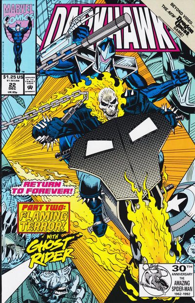 Darkhawk, Vol. 1 Return To Forever, Part 2: Flaming Terror |  Issue#22A | Year:1992 | Series: Darkhawk | Pub: Marvel Comics | Direct Edition