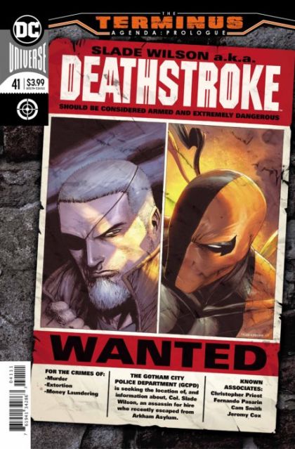 Deathstroke, Vol. 4 The Terminus Agenda, Presumed Innocent |  Issue#41A | Year:2019 | Series: Deathstroke | Pub: DC Comics | Regular Tyler Kirkham Cover