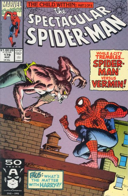 The Spectacular Spider-Man, Vol. 1 The Child Within, Part Two: Wounds |  Issue#179A | Year:1991 | Series: Spider-Man | Pub: Marvel Comics |