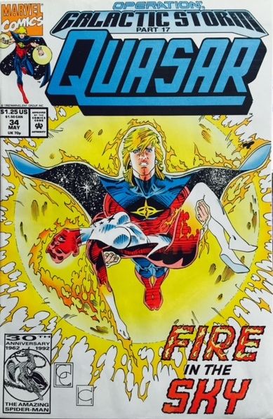 Quasar Operation: Galactic Storm - Part 17: The Scorched Sun |  Issue#34A | Year:1992 | Series: Quasar | Pub: Marvel Comics |