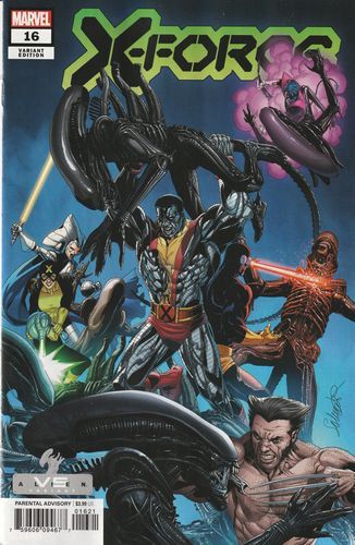 X-Force, Vol. 6 Into the Deep |  Issue#16B | Year:2021 | Series: X-Force | Pub: Marvel Comics | Variant Salvador Larroca Marvel vs Alien Cover