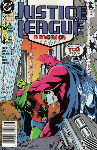 Justice League / International / America Blow Up |  Issue#39B | Year:1990 | Series: Justice League | Pub: DC Comics | Newsstand Edition