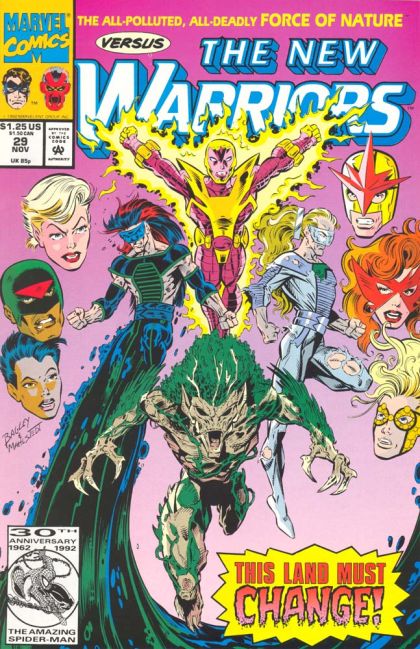 The New Warriors, Vol. 1 World War, Part One: This Land Must Change |  Issue#29A | Year:1992 | Series: New Warriors | Pub: Marvel Comics | Direct Edition