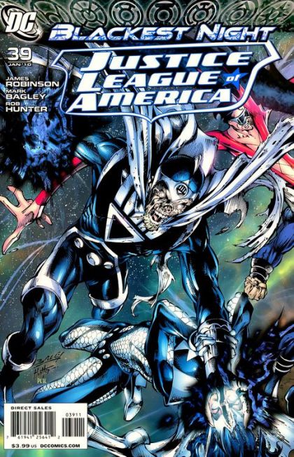 Justice League of America, Vol. 2 Blackest Night - Reunion, Part One |  Issue#39A | Year:2009 | Series: Justice League | Pub: DC Comics | Mark Bagley & Rob Hunter Regular Cover