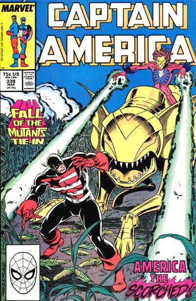 Captain America, Vol. 1 The Fall of the Mutants - America the Scorched |  Issue#339A | Year:1988 | Series: Captain America | Pub: Marvel Comics | Direct Edition