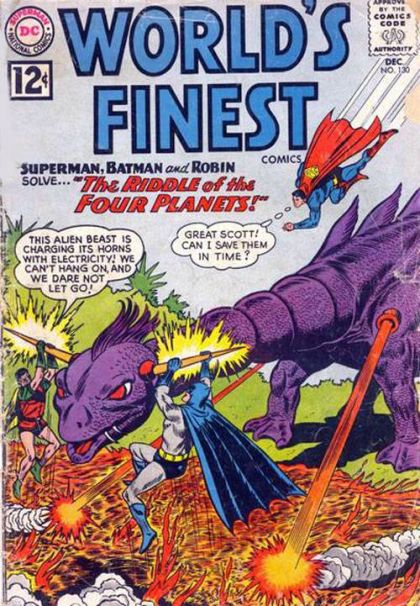 World's Finest Comics Riddle Of The Four Planets / King of the Land Beasts / The Human Sharks |  Issue#130 | Year:1962 | Series: World's Finest | Pub: DC Comics |