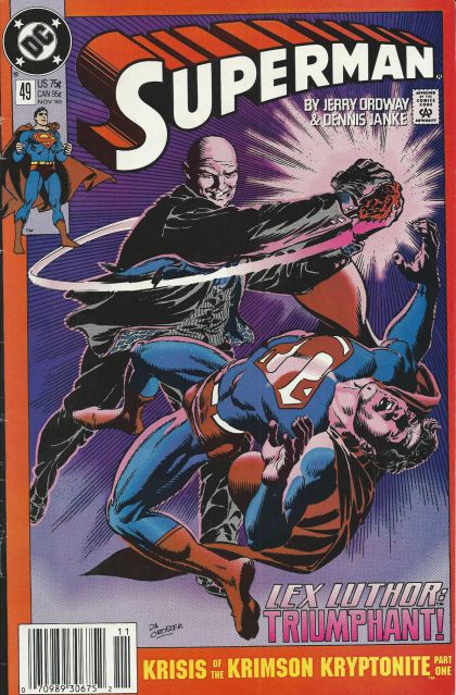 Superman, Vol. 2 Krisis of the Krimson Kryptonite - Krisis of the Krimson Kryptonite part 1 |  Issue#49B | Year:1990 | Series: Superman | Pub: DC Comics | Newsstand Edition