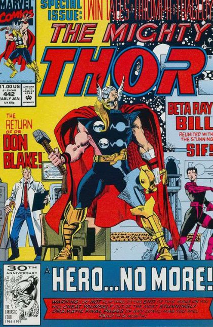 Thor, Vol. 1 The Day Of His Return / A Hero...No More |  Issue#442A | Year:1991 | Series: Thor | Pub: Marvel Comics | Direct Edition