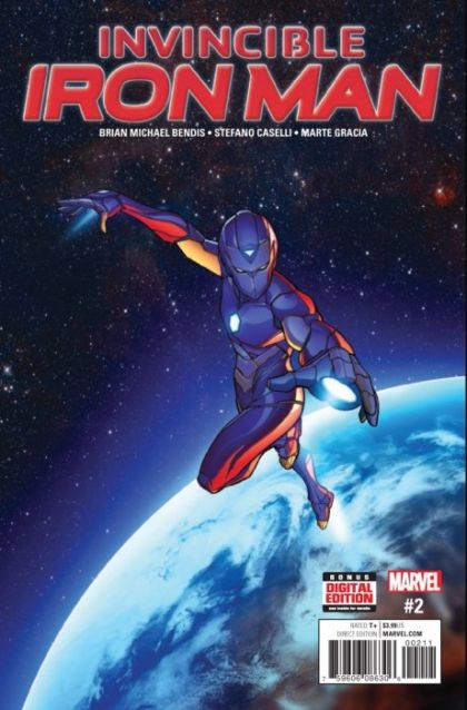 Invincible Iron Man, Vol. 3  |  Issue#2A | Year:2016 | Series: Iron Man | Pub: Marvel Comics | Regular Stefano Caselli Cover