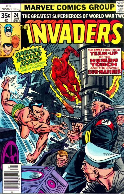 The Invaders, Vol. 1 The Human Torch and Sub-Mariner Fighting Side By Side! |  Issue#24A | Year:1977 | Series: Invaders | Pub: Marvel Comics | Newsstand Edition