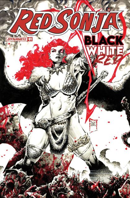 Red Sonja: Black, White & Red The Sorcerer of Shangara!; The Hunted; Seeing Red |  Issue#1C | Year:2021 | Series:  | Pub: Dynamite Entertainment | Philip Tan
