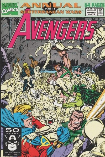 The Avengers, Vol. 1 Annual Subterranean Wars - Part 1: Of Moles and Mutates / A History Of Subterranea / Burning Vision / A Wing And A Prayer |  Issue#20A | Year:1991 | Series: Avengers | Pub: Marvel Comics | Direct Edition