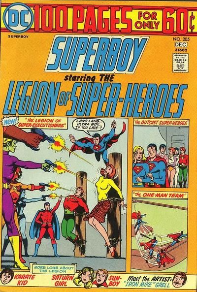 Superboy, Vol. 1 The Legion of Super-Executioners; The One-Man Team; The Outcast Super-Heroes; The Forgotten Legion |  Issue#205 | Year:1974 | Series: Superboy | Pub: DC Comics |