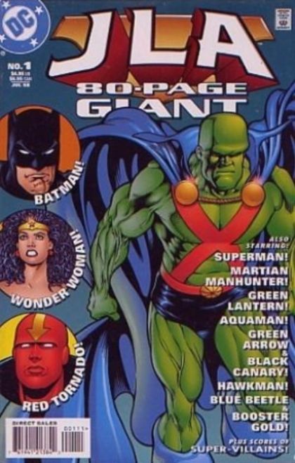 JLA 80-Page Giant The Green Bullet / For Sale - The Justice League? / Mousebusters / Tin Man's Lament / The Secret Society of Super-Villains / Warrior's Heritage / Revelations |  Issue#1A | Year:1998 | Series: JLA | Pub: DC Comics | Kevin Maguire Regular