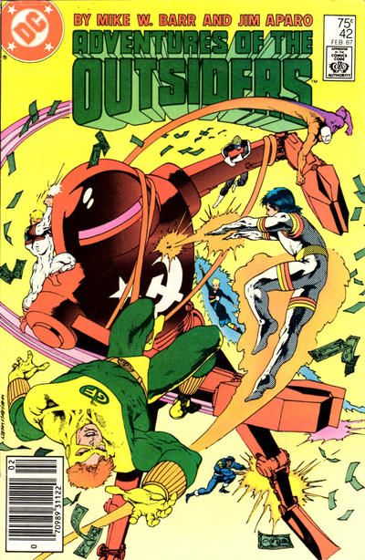 Adventures of the Outsiders Chasing The Dollar! / The Gold Standard! |  Issue#42B | Year:1986 | Series: Outsiders | Pub: DC Comics | Newsstand Edition