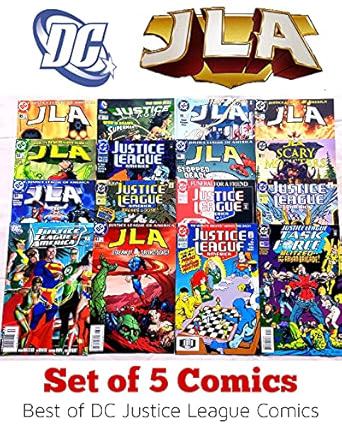 Set of 5 Justice League/ Justice League of America/ JLA Comics by DC Comics (Assorted & Different issues)