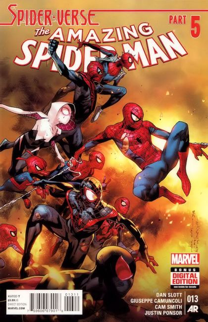 The Amazing Spider-Man, Vol. 3 Spider-Verse - Spider-Verse, Part Five: Spider-Men: No More |  Issue#13A | Year:2015 | Series: Spider-Man | Pub: Marvel Comics | Regular Olivier Coipel Cover