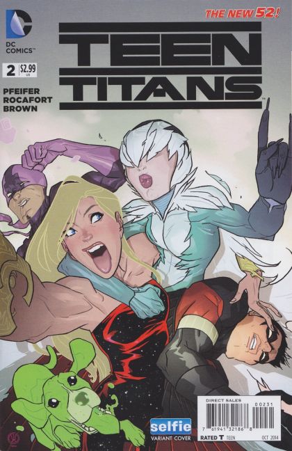 Teen Titans, Vol. 5 Blinded by the Light, Part 2 |  Issue#2C | Year:2014 | Series: Teen Titans | Pub: DC Comics | Ben Caldwell Selfie Variant Cover