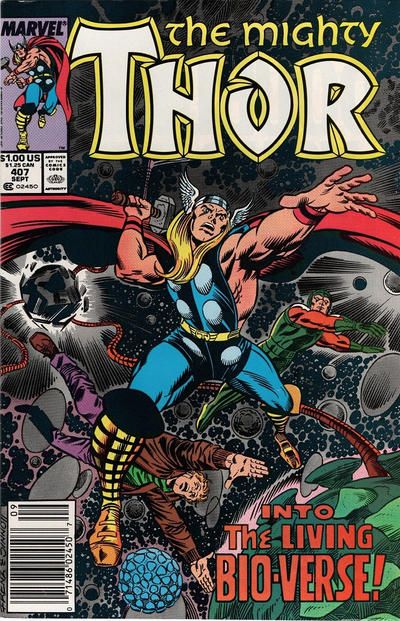 Thor, Vol. 1 The Menance of the Living Universe! |  Issue#407B | Year:1989 | Series: Thor | Pub: Marvel Comics | Newsstand Edition