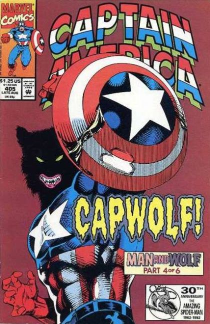 Captain America, Vol. 1 Man And Wolf, Part 4: Dances With Werewolves / Cross Country |  Issue#405A | Year:1992 | Series: Captain America | Pub: Marvel Comics |