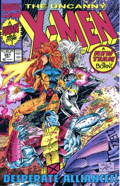Uncanny X-Men, Vol. 1 Fresh Upstart |  Issue#281C | Year:1991 | Series: X-Men | Pub: Marvel Comics | 2nd Printing, Red Logo Wraparound Variant Cover