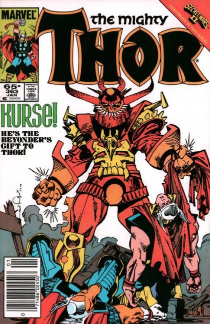 Thor, Vol. 1 Secret Wars II - This Kursed Earth...! |  Issue#363B | Year:1985 | Series: Thor | Pub: Marvel Comics | Newsstand Edition