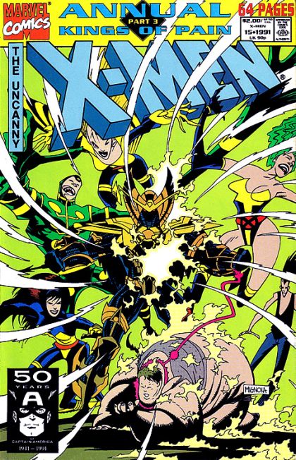 The Uncanny X-Men Annual, Vol. 1 Kings of Pain - Part 3: Queens of Sacrifice / The Killing Stroke: Part 2: The Razor's Edge / X-Men Origin Story / Wolverine: The Enemy Within |  Issue#15A | Year:1991 | Series: X-Men | Pub: Marvel Comics | Direct Edition