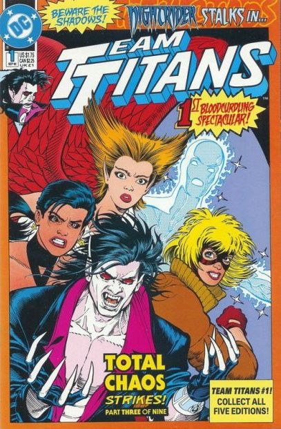 Team Titans Total Chaos - Nightrider; Total Chaos part 3- Childhood's End |  Issue#1B | Year:1992 | Series: Teen Titans | Pub: DC Comics | Nightrider Cover