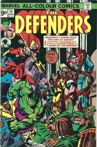 The Defenders, Vol. 1 --in the Jaws of the Serpent! |  Issue#24B | Year:1975 | Series: Defenders | Pub: Marvel Comics | UK Price Variant