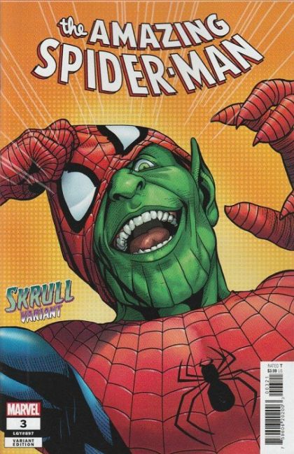 The Amazing Spider-Man, Vol. 6  |  Issue#3B | Year:2022 | Series: Spider-Man | Pub: Marvel Comics | Salvador Larroca Skrull Variant