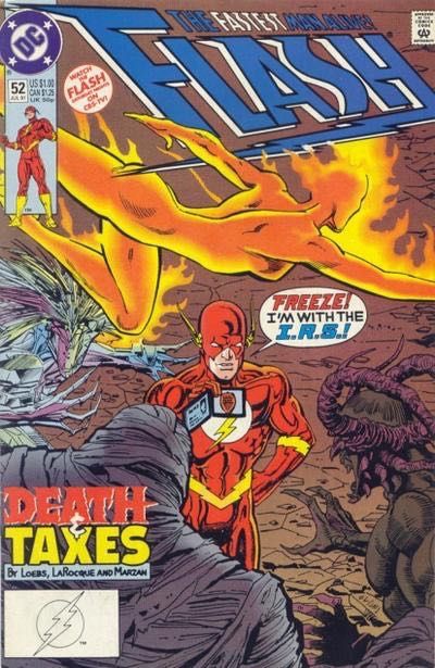 Flash, Vol. 2 Death and Taxes |  Issue#52A | Year:1991 | Series: Flash | Pub: DC Comics | Direct Edition
