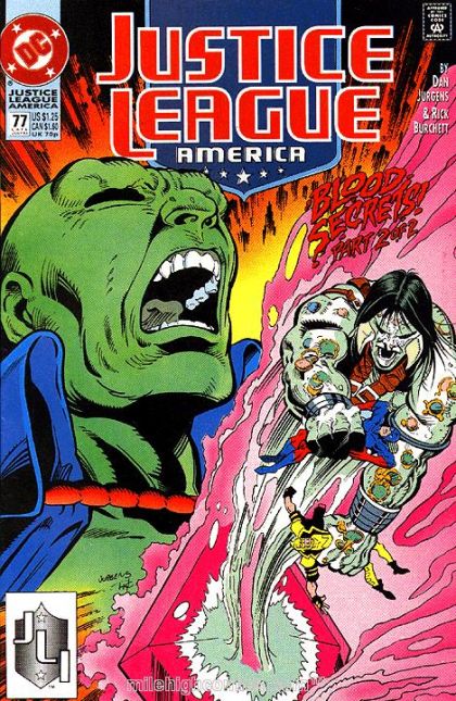 Justice League / International / America Blood Secrets, Blood Secrets, pt 2 |  Issue#77A | Year:1993 | Series: Justice League | Pub: DC Comics | Direct Edition