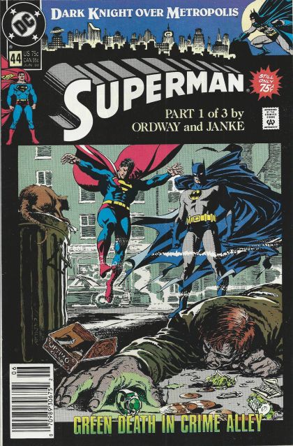 Superman, Vol. 2 Dark Knight Over Metropolis - Dark Knight Over Metropolis, Green Death in Crime Alley |  Issue#44C | Year:1990 | Series: Superman | Pub: DC Comics | Newsstand Edition