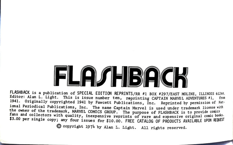Captain Marvel Adventures | Special Edition Reprints by Flashback Publication | Original 1941 Fawcett Book Reprint | Reprinted in 1974 | Pages:64