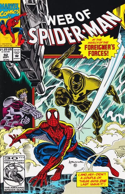 Web of Spider-Man, Vol. 1 Foreign Affairs |  Issue#92A | Year:1992 | Series: Spider-Man | Pub: Marvel Comics |